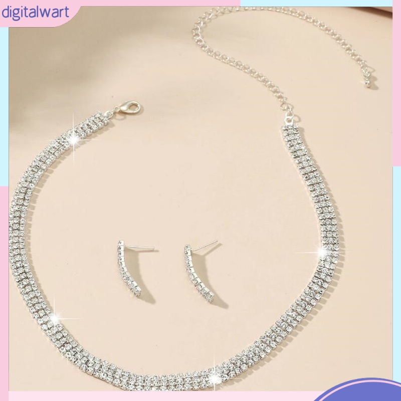 Bộ Trang Sức Hai Món Gồm Vòng cổ + Bông Tai Đính Đá zircon Sang Trọng