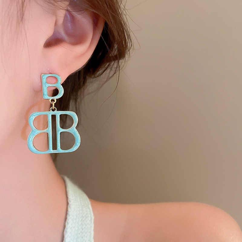 Khuyên Tai Tua Rua Nhỏ Thiết Kế Hình Chữ Cái Sáng Tạo Tươi Mới Bằng Bạc Cá Tính