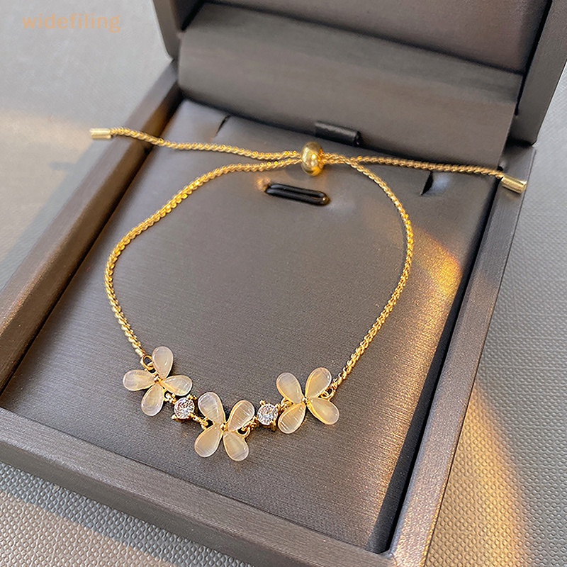 Vòng Đeo Tay Bản Rộng Màu Vàng Đính Đá Opal Có Thể Điều Chỉnh Kích Thước Dành Cho Nữ