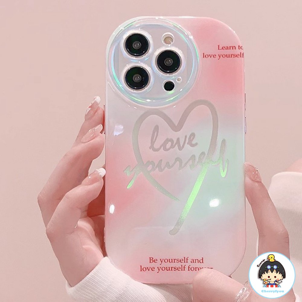 Ốp Điện Thoại TPU Mềm Màu Laser Bảo Vệ Ống Kính Họa Tiết Trái Tim Cho IPhone 11 12 13 14 Pro Max