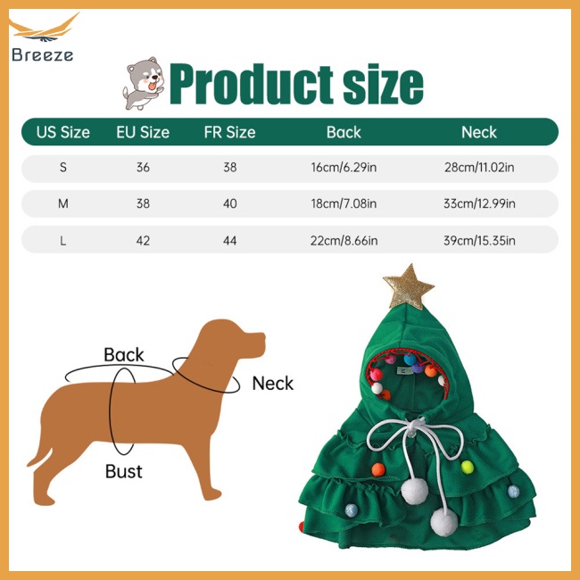 Áo Choàng Chống Gió Có Nón Hóa Trang Cây Thông Giáng Sinh Cho Thú Cưng