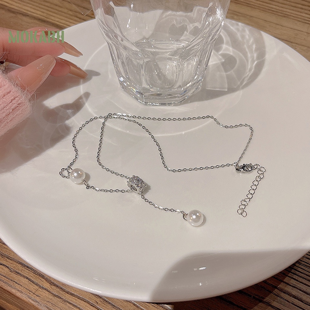 [Mok Abh] Vòng cổ Chuỗi Hạt Ngọc Trai Giả Sang Trọng Chống Phai Màu Trang Sức Sang Trọng Cho Nữ