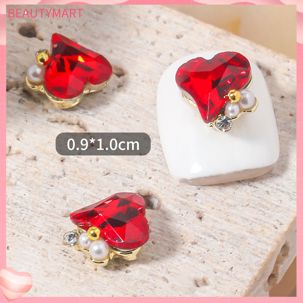 Set 5 Phụ Kiện Trang Trí Móng Tay Nghệ Thuật Đính Đá 3D / Ngọc Trai / Trái Tim / Ngôi Sao / Lục Giác