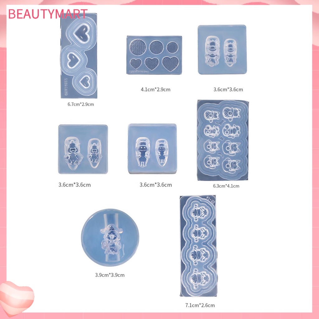 1 Bộ Khuôn Làm Móng Bằng Silicon Siêu Mềm Tái Sử Dụng Linh Hoạt Hình Trái Tim Dễ Dàng Tẩy Rửa
