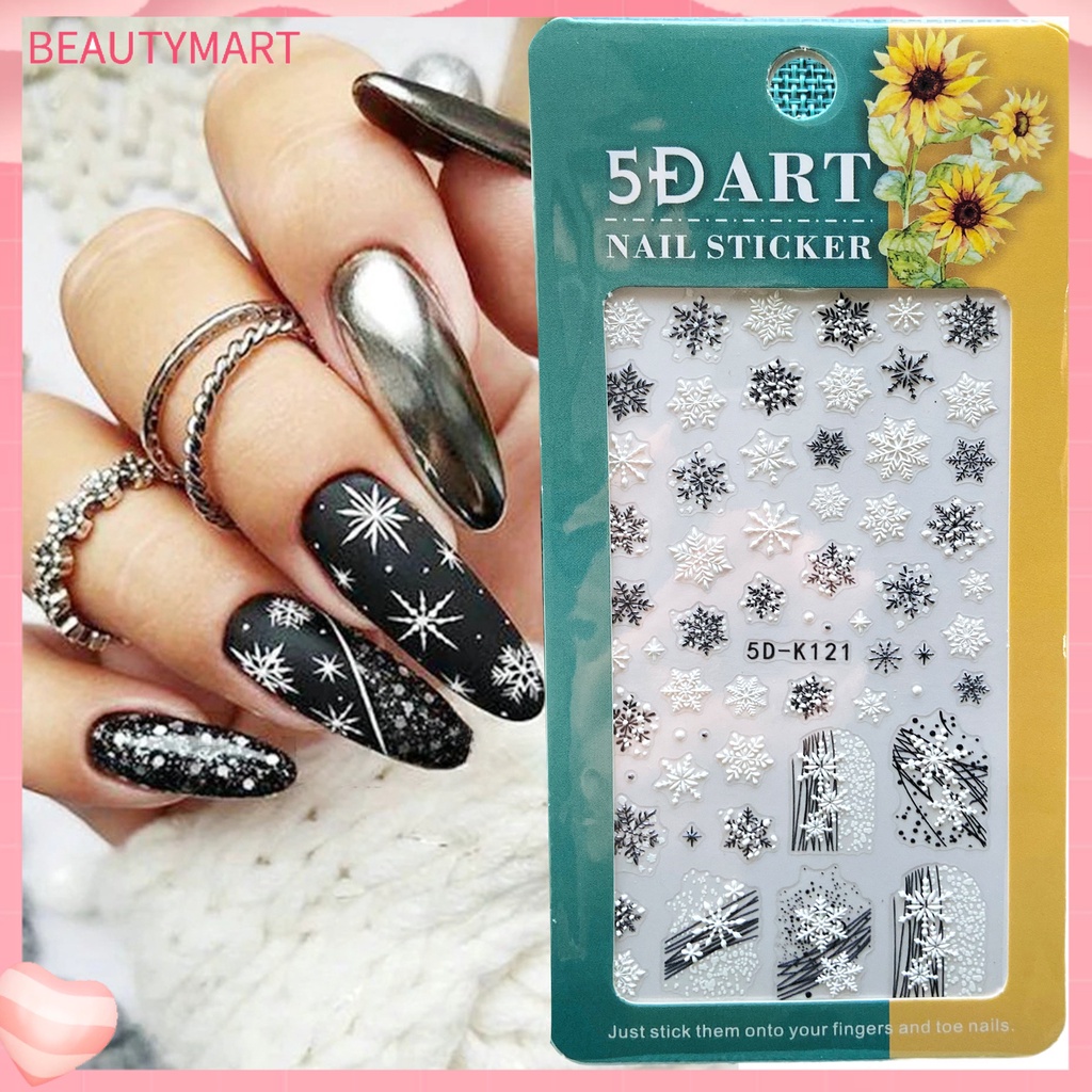 Nhãn Dán Móng Tay Siêu Mỏng Họa Tiết Giáng Sinh Tinh Tế Dính Mạnh Mẽ