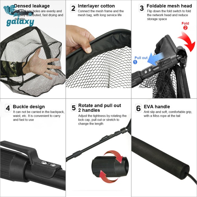 Galaxy Lưới Đánh Bắt Cá Bằng Hợp Kim Nhôm Gọn Nhẹ Có Thể Gấp Gọn Tiện Dụng