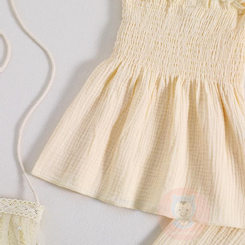 Set Áo hai dây Sát Nách + Quần Dài Phối Ren Hoa Cho Bé Gái LAA6-Kids