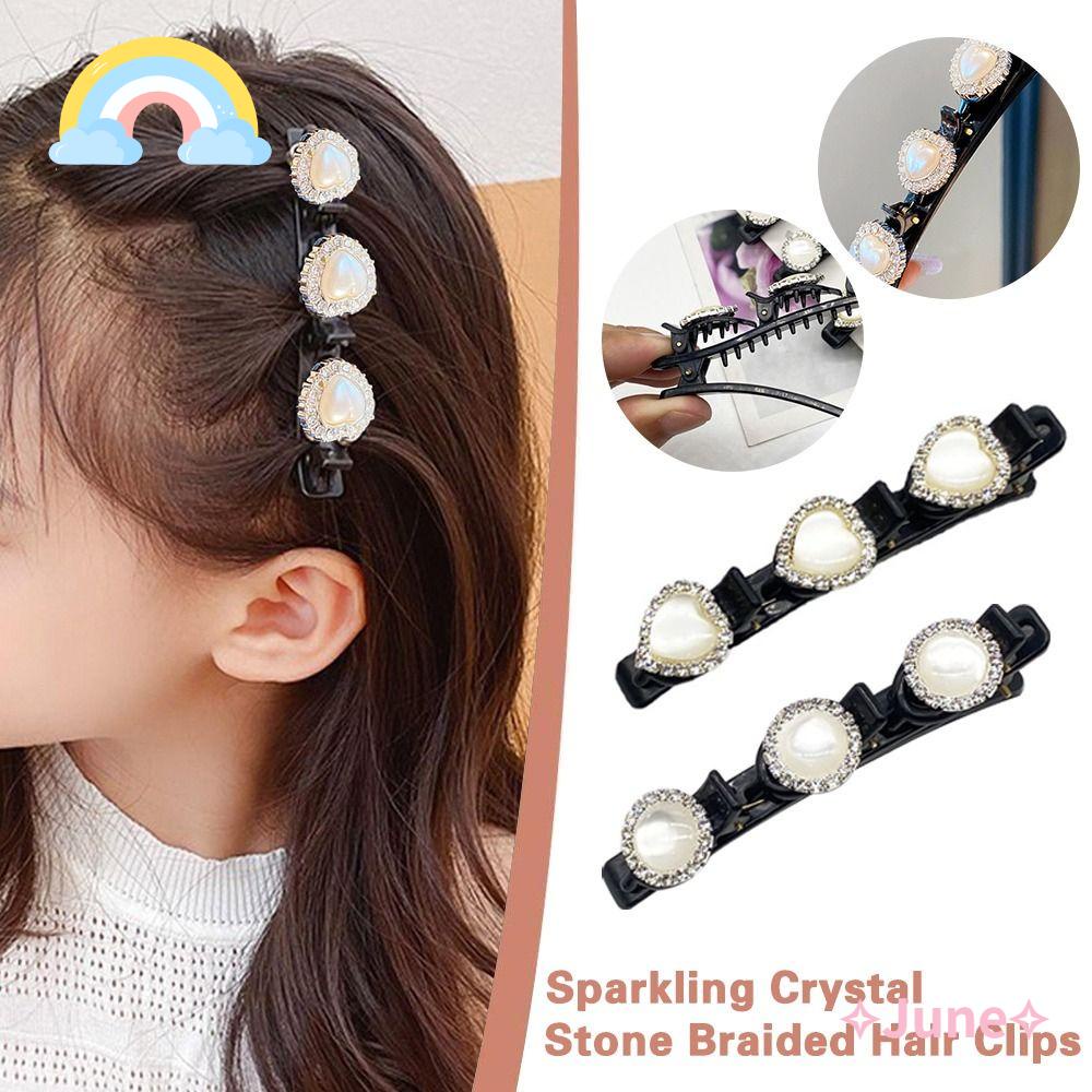 Set 2 / 4 Kẹp Tóc Bện Dây Đính Đá Thời Trang Nữ Tính