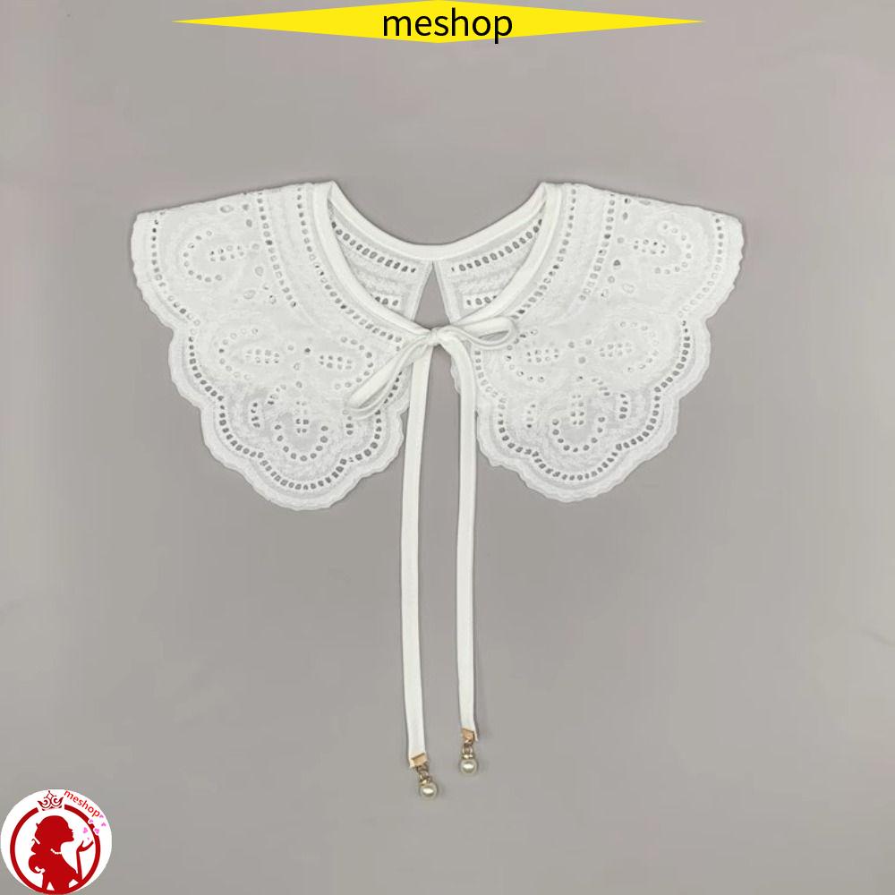 Me Khăn Choàng Cổ Bèo Giả Màu Trắng Thêu Họa Tiết Phong Cách Lolita Trang Trí Cho Học Sinh