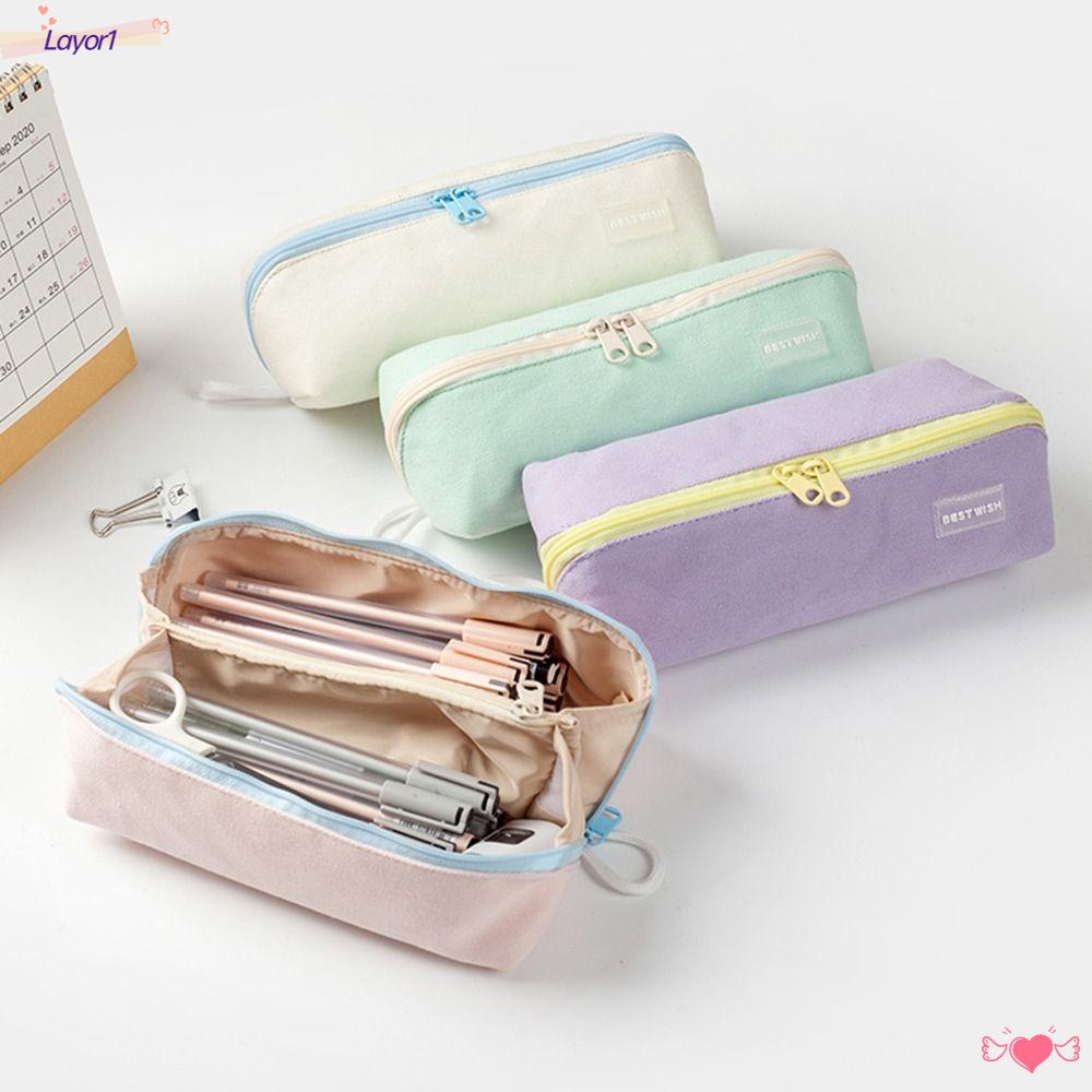 Túi Đựng Bút Bằng Vải Oxford Nhiều Ngăn Đa Năng Màu Sắc Ngọt Ngào Chất Lượng Cao LAYOR1 Dành Cho Học Sinh