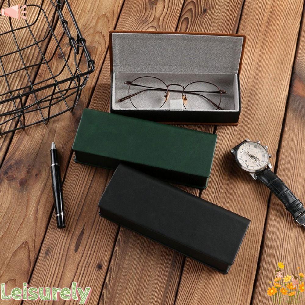 LEILY Hộp Đựng Kính Chất Liệu Da Phong Cách Retro Ốp