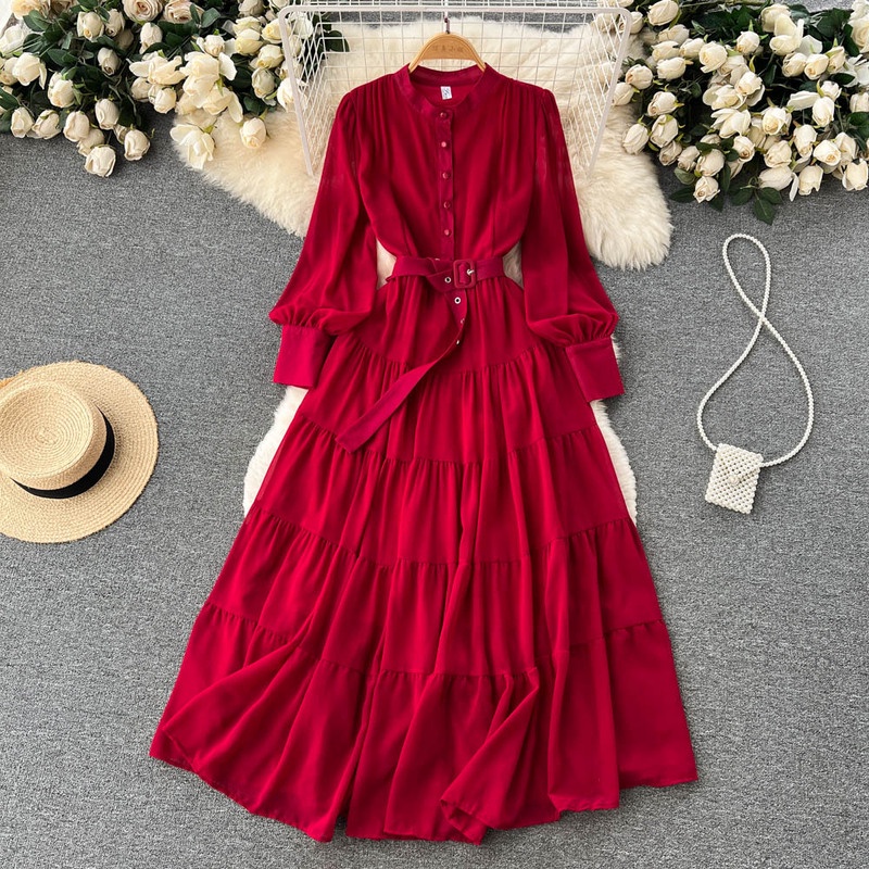 Đầm Chiffon Dáng Chữ A Cổ Chữ V Phong Cách Pháp Thời Trang Mùa Xuân Mới Cho Nữ