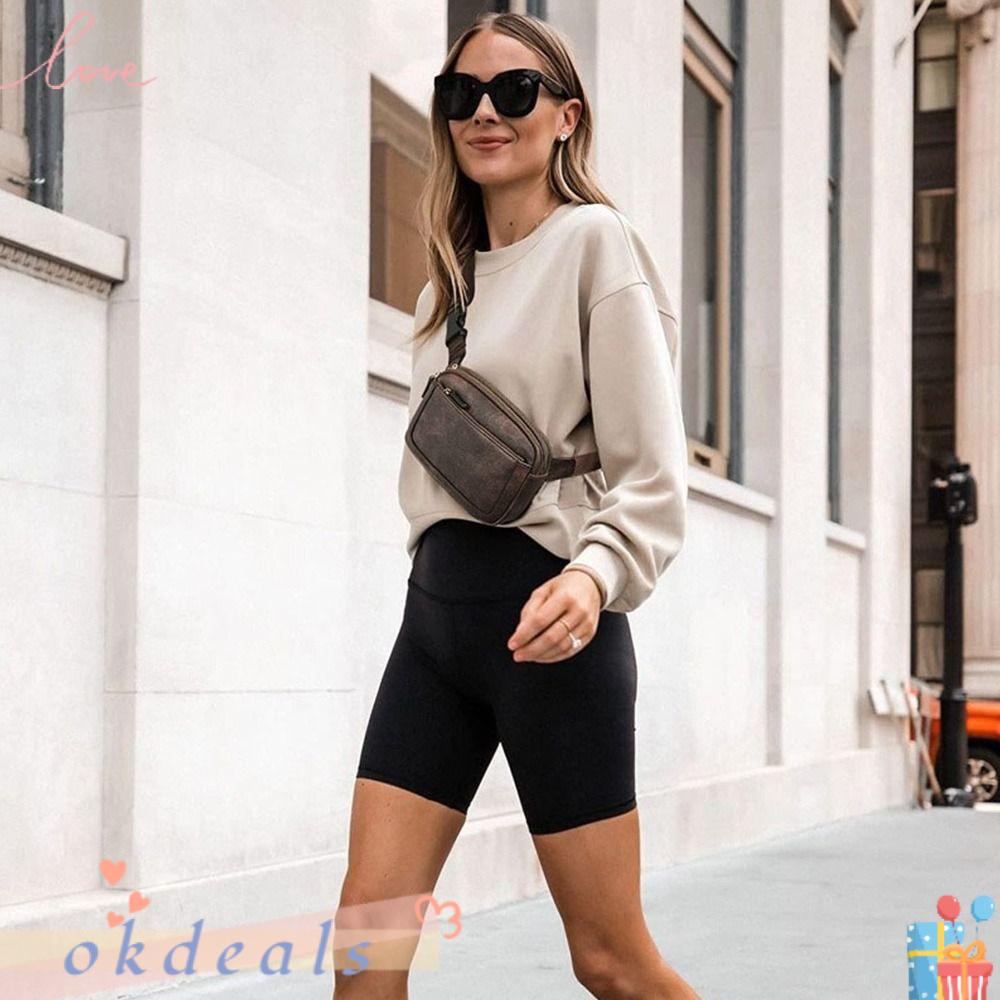 Túi Đeo Hông Bằng Da PU Mini Có Túi Ẩn Dành Cho Nữ