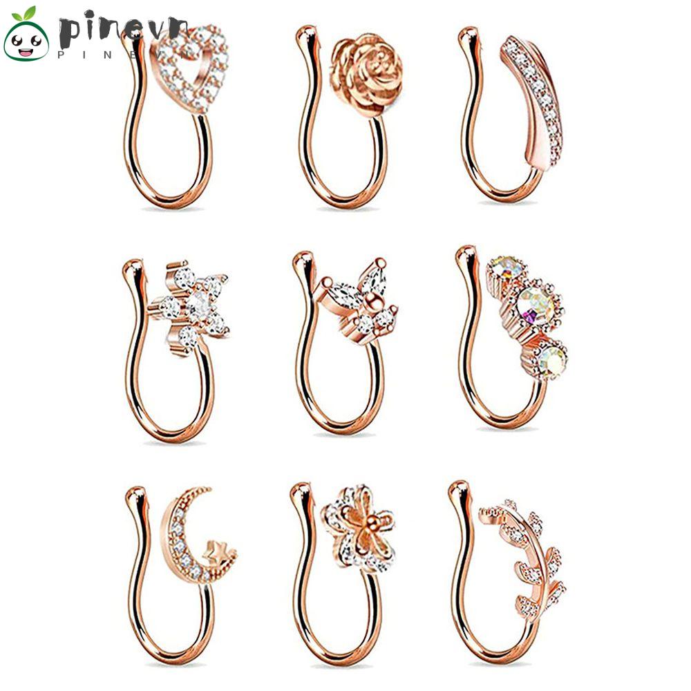 PINEVN Set 9 Khuyên Mũi Hình Bông Hoa