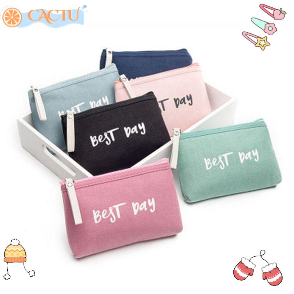 CACTU Túi Đựng Mỹ Phẩm Bằng Vải Canvas Thiết Kế Nhỏ Gọn Tiện Dụng