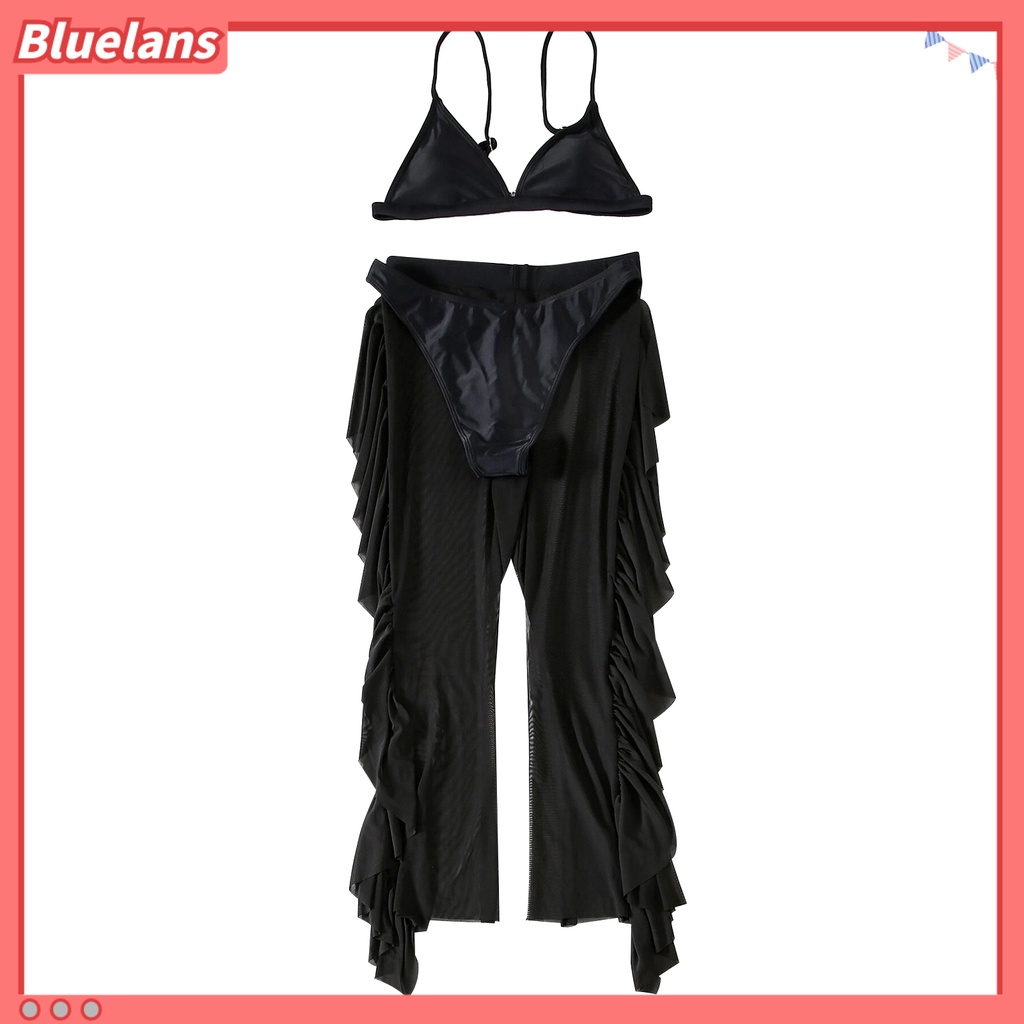 Bộ 3 Món Đồ Bơi Bikini 3 Mảnh Gồm Áo Cổ Chữ V + Quần Dài + Áo Ngực Thể Thao Có Mút Đệm Dành Cho Nữ