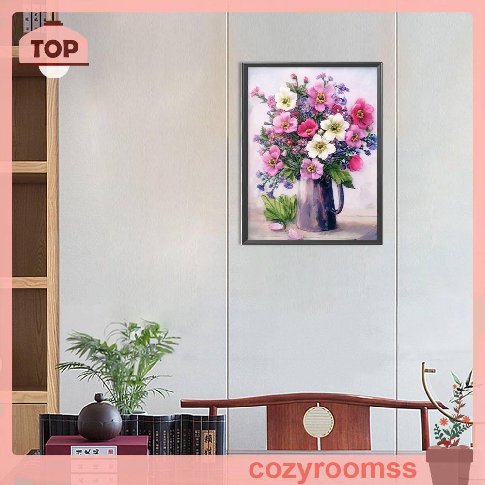 Tranh Đính Đá Kim Cương Toàn Bộ 5D DIY Hình Vẽ Hoa Trang Trí Nhà Cửa