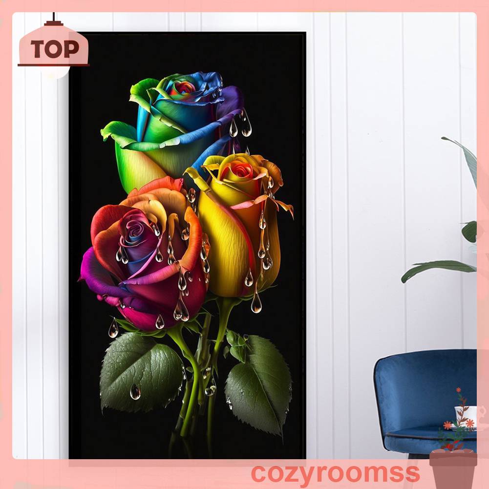 Tranh Đính Đá Kim Cương Toàn Bộ 5D DIY Hình Vẽ Hoa Hồng