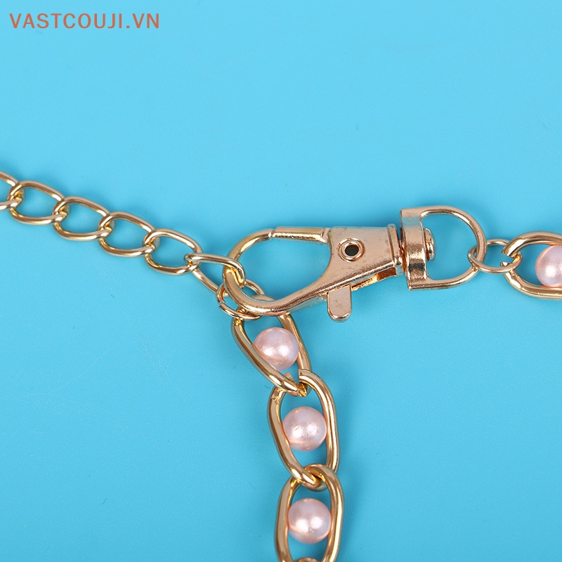 Phụ Kiện Dây Xích Kim Loại Đính Hạt Ngọc Trai Trang Trí Đầm Nữ VASTJI