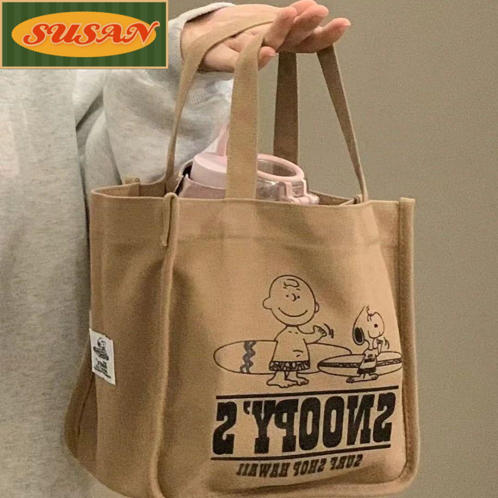 Túi Xách Vải Canvas In Họa Tiết Hoạt Hình Đáng Yêu Dành Cho Nữ