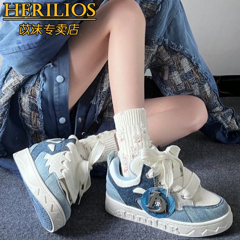 Giày Thể Thao Denim Màu Xanh Dương Thời Trang Mùa Hè 2023 Phong Cách Mới Cho Cặp Đôi