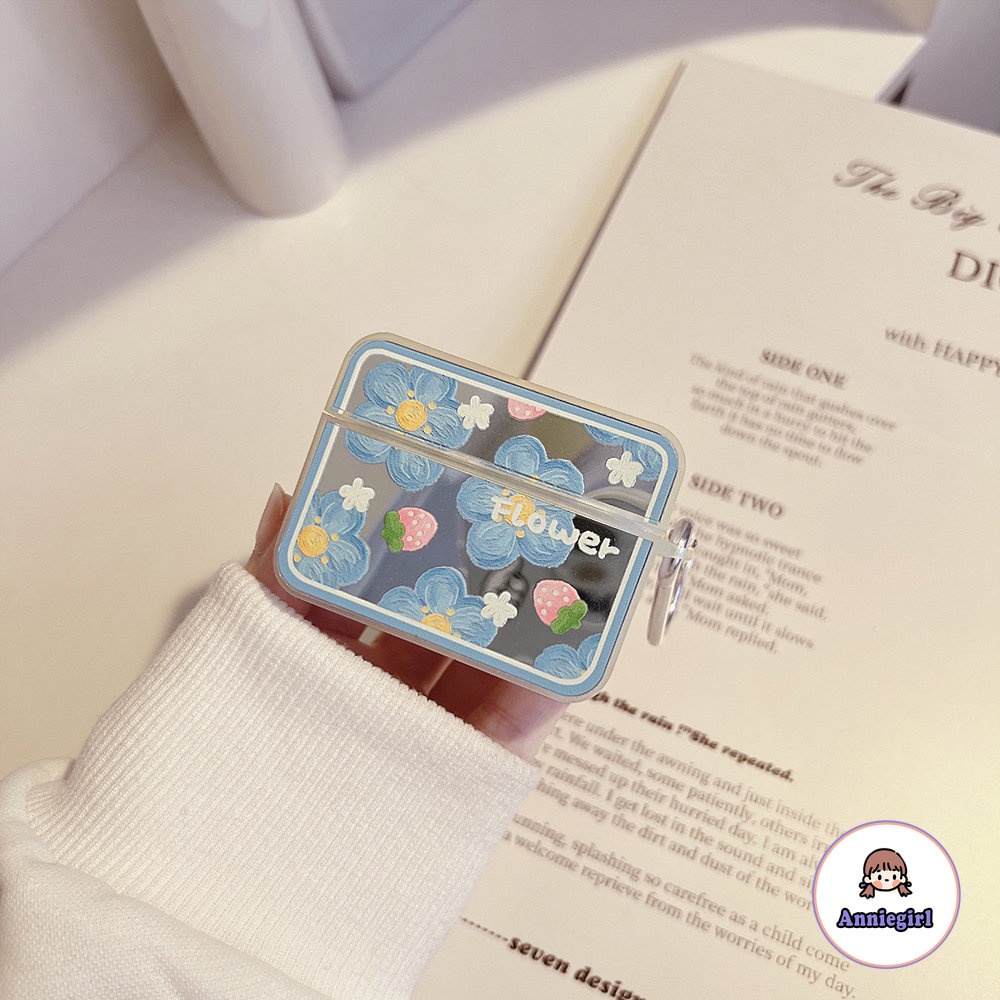 Vỏ Bảo Vệ Hộp Sạc Tai Nghe Bluetooth AirPods Pro 2 AirPods 1 2 Bằng Silicon Họa Tiết Tranh Sơn Dầu Màu Xanh Dương