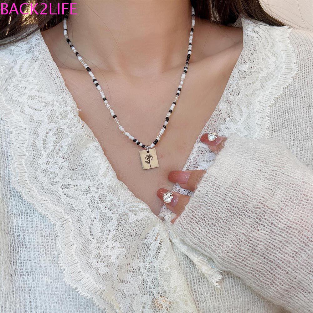 BACK2LIFE Dây Chuyền Mặt Hình Hoa / Trái Tim Ngọt Ngào Thời Trang Hàn Quốc Cổ Điển Cho Nữ
