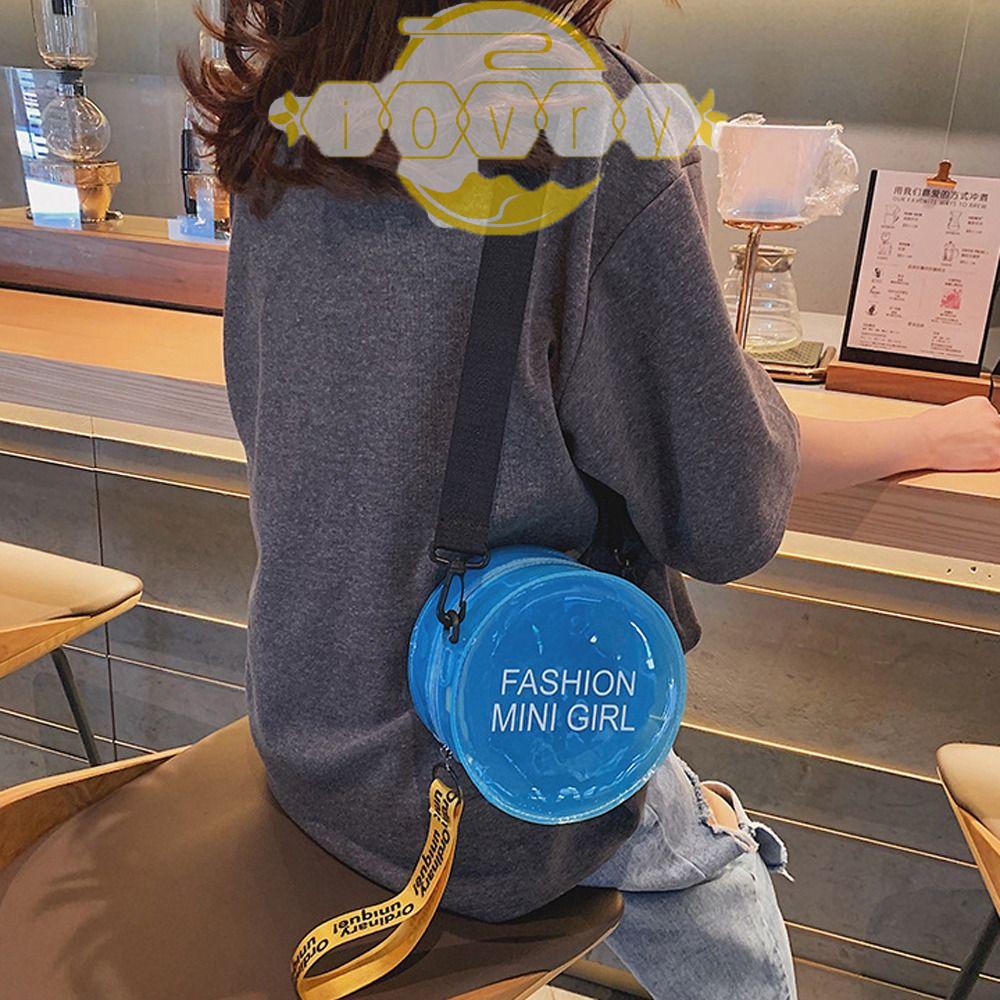 IVORY Túi Đeo Chéo Trong Suốt Hình Tròn In Chữ Thời Trang Hàn Quốc