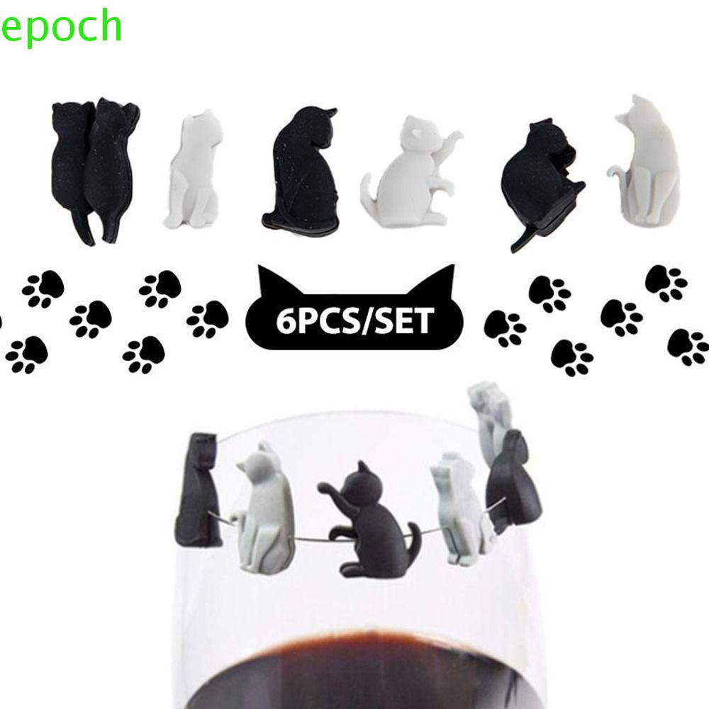 EPOCH Nhãn Đánh Dấu Ly Rượu Vang Hình Mèo Dễ Thương