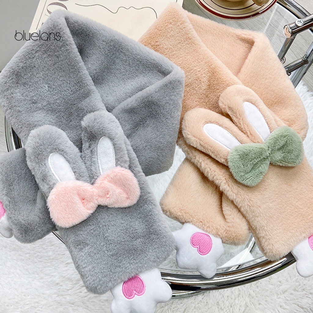 Khăn Choàng Cổ Lông Nhung Họa Tiết Thỏ Hoạt Hình Thời Trang Thu Đông Cho Nữ