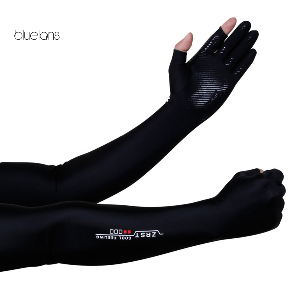 1 Đôi Găng Tay Dài Hở Ngón Bằng Silicone Chống Trượt In Chữ Thời Trang Cho Nam