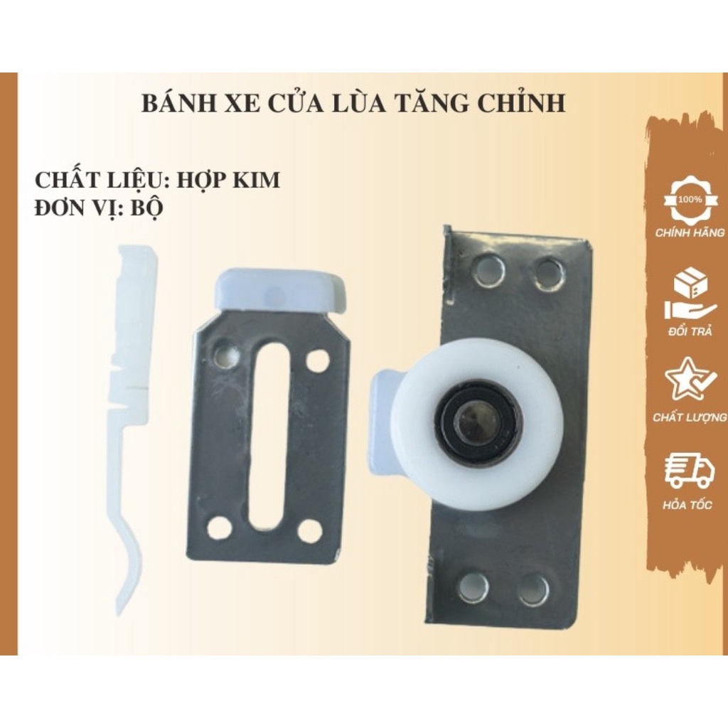 bánh xe cửa lùa tăng chỉnh - Bánh xe trượt ray âm cửa lùa [ bộ 2 bánh ]