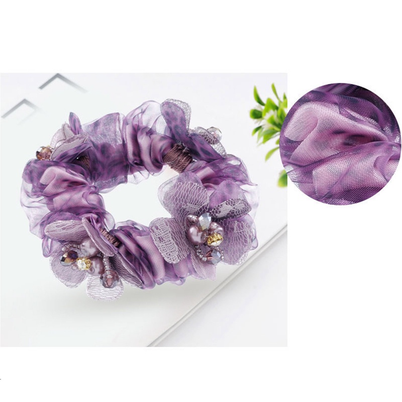 Ygt Dây Buộc Tóc Đuôi Ngựa Bằng Da Đính Pha Lê Phong Cách Hàn Quốc Dành Cho Nữ