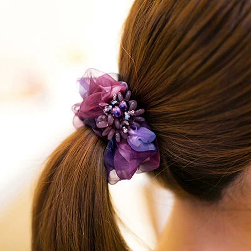 Ygt Dây Buộc Tóc Đuôi Ngựa Bằng Da Đính Pha Lê Phong Cách Hàn Quốc Dành Cho Nữ