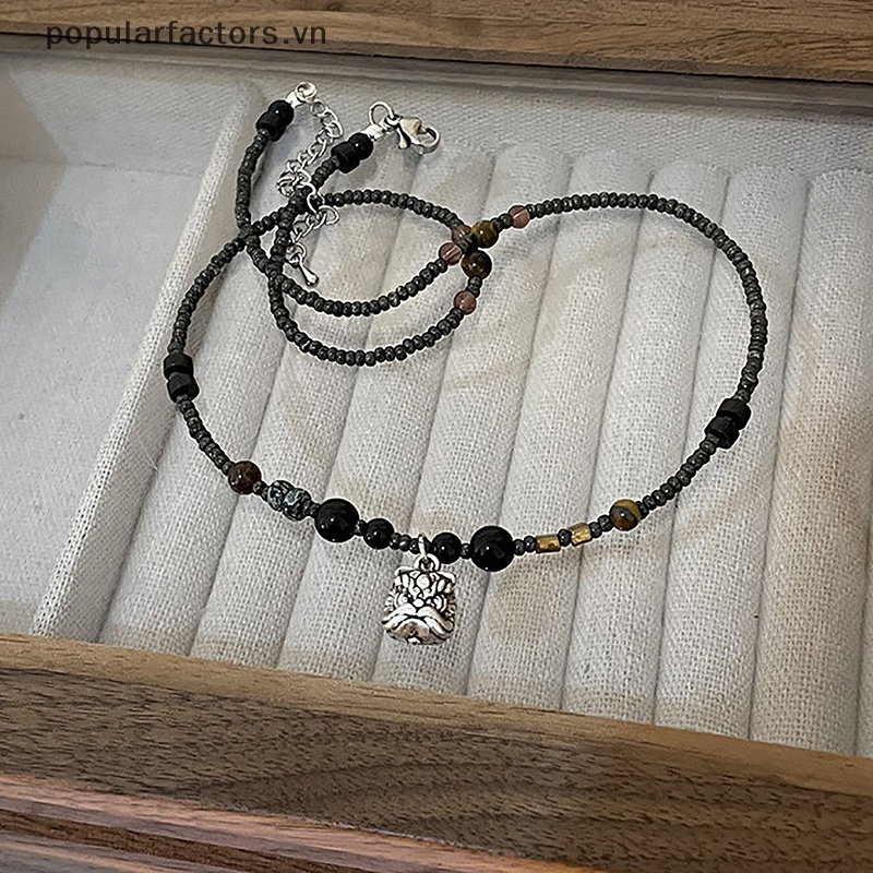 [Phổ Biếnfactors] Vòng cổ Hạt Mặt Sư Tử May Mắn Phong Cách Punk Trung Hoa Cổ Điển Đính Đá Không Cần Dùng Cho Nam Và Nữ