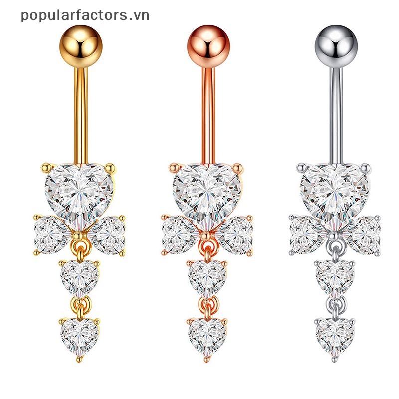 Khuyên Rốn Đính Đá Zircon Hình Trái Tim Thời Trang Cho Nữ