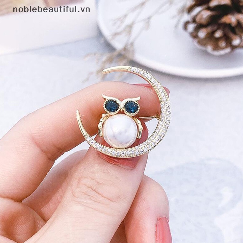 Ghim Cài Áo Hình Cú Mèo Mặt Trăng Nhỏ Xinh Thời Trang Dễ Phối Đồ