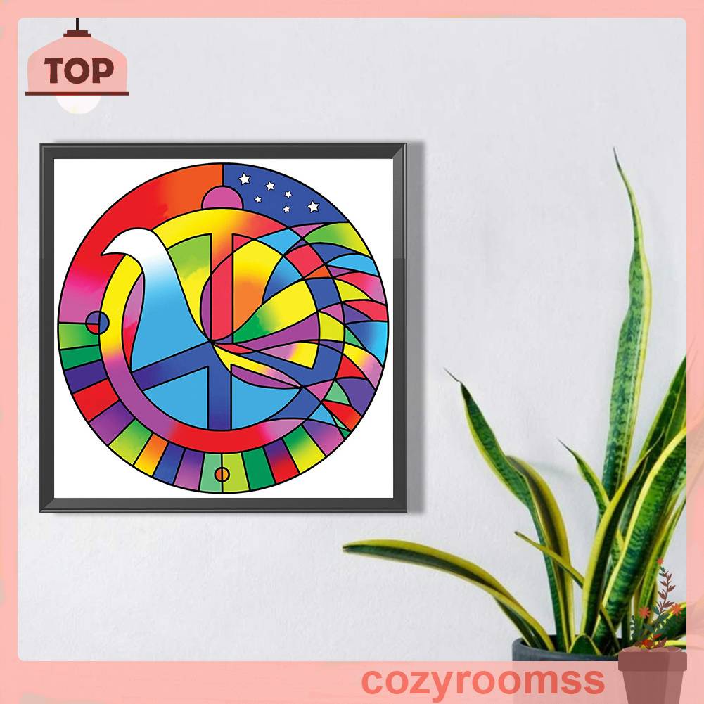 Bộ Tranh Đính Đá 5D Họa Tiết Hòa Bình Độc Đáo DIY Dùng Trang Trí