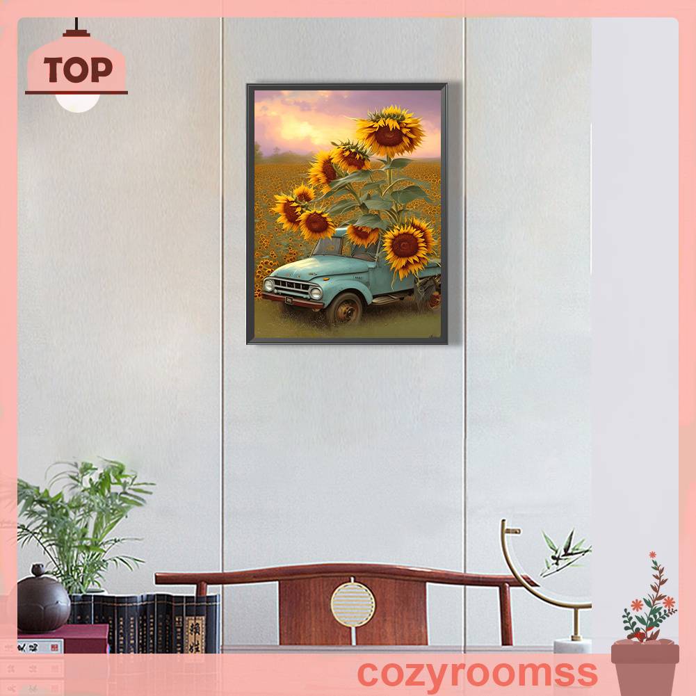 Bộ Tranh Đính Đá 5D Tự Làm Toàn Diện Hình Hoa Hướng Dương Trang Trí Nhà Cửa / Xe Hơi