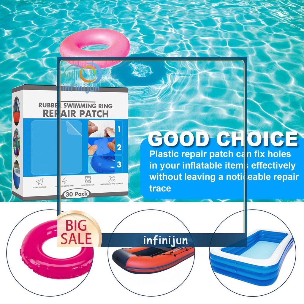 Bộ 30 Miếng Dán Chống Thấm Nước Tự Dính Sửa Chữa Hồ Bơi