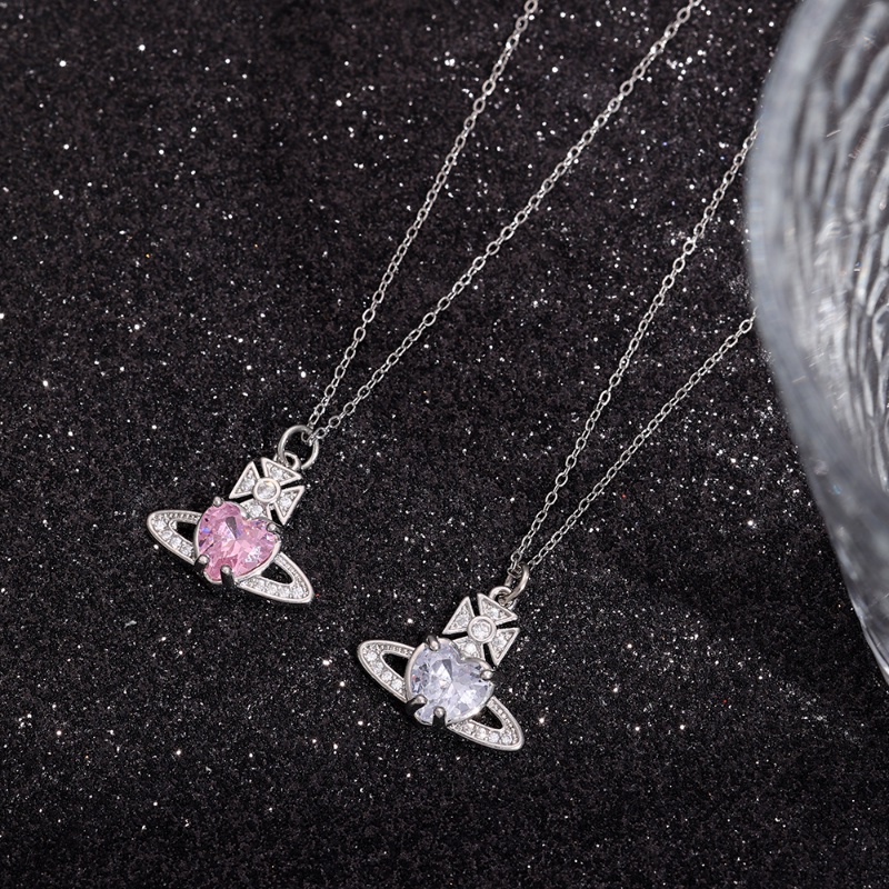 [Feature] Vòng cổ Mặt Hình Trái Tim Đính Đá Zircon Màu Hồng Nhạt Sang Trọng Khí Chất Thời Trang Cho Nữ