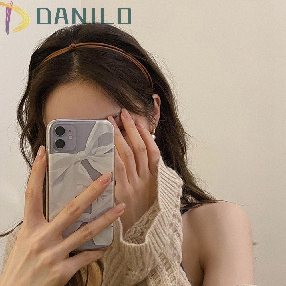 DANILO Kẹp Tóc Da PU Thắt Nút Phong Cách Cổ Điển Ngọt Ngào Cho Nữ