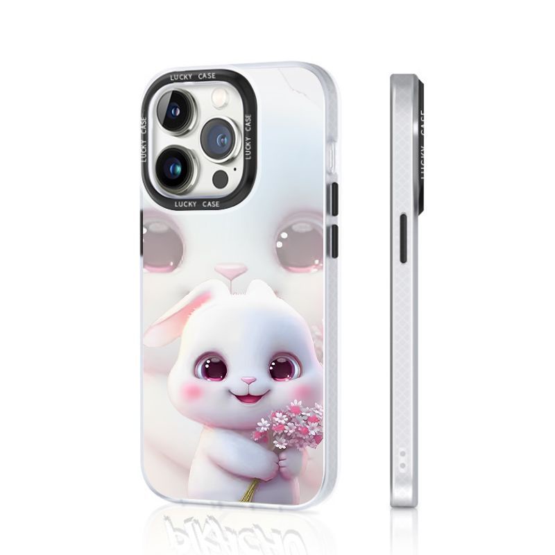Ốp Điện Thoại Màu Laser Họa Tiết Thỏ Và Bó Hoa Xinh Xắn Cho Apple Iphonexr12678Plus 1314 FBE4