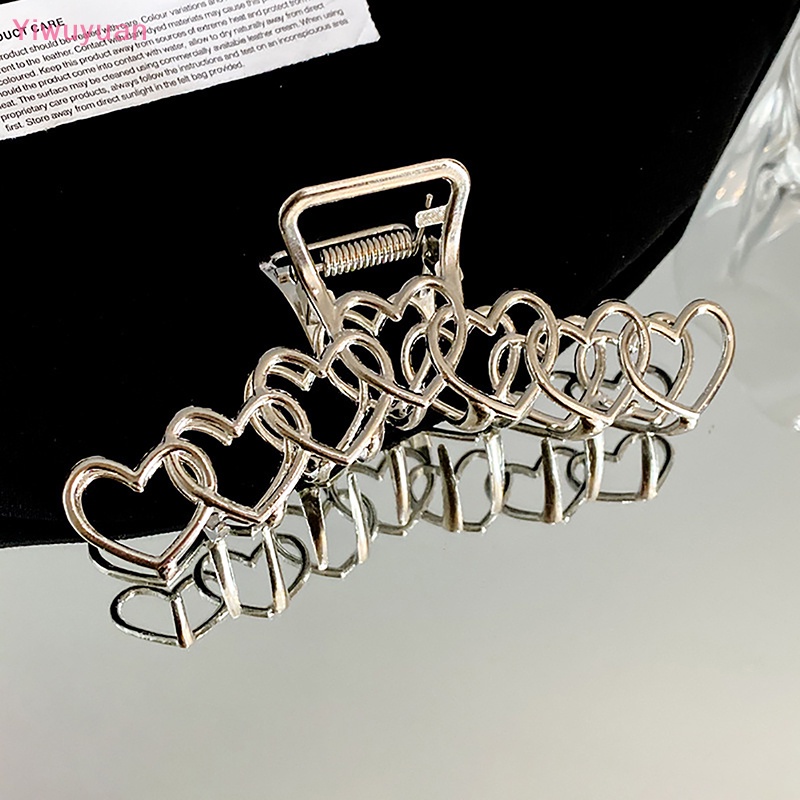 Kẹp Tóc Hình Ngôi Sao Năm Cánh / Trái Tim Màu Bạc Y2k Thời Trang Cho Nữ Y2k