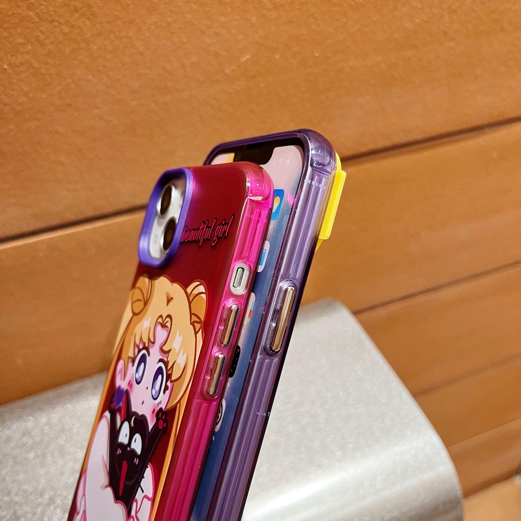 Ốp Điện Thoại Tpu Dẻo Trong Suốt Họa Tiết Hoạt Hình Thủy Thủ Mặt Trăng Vui Nhộn Cho iPhone 14 13 12 11 Pro Max