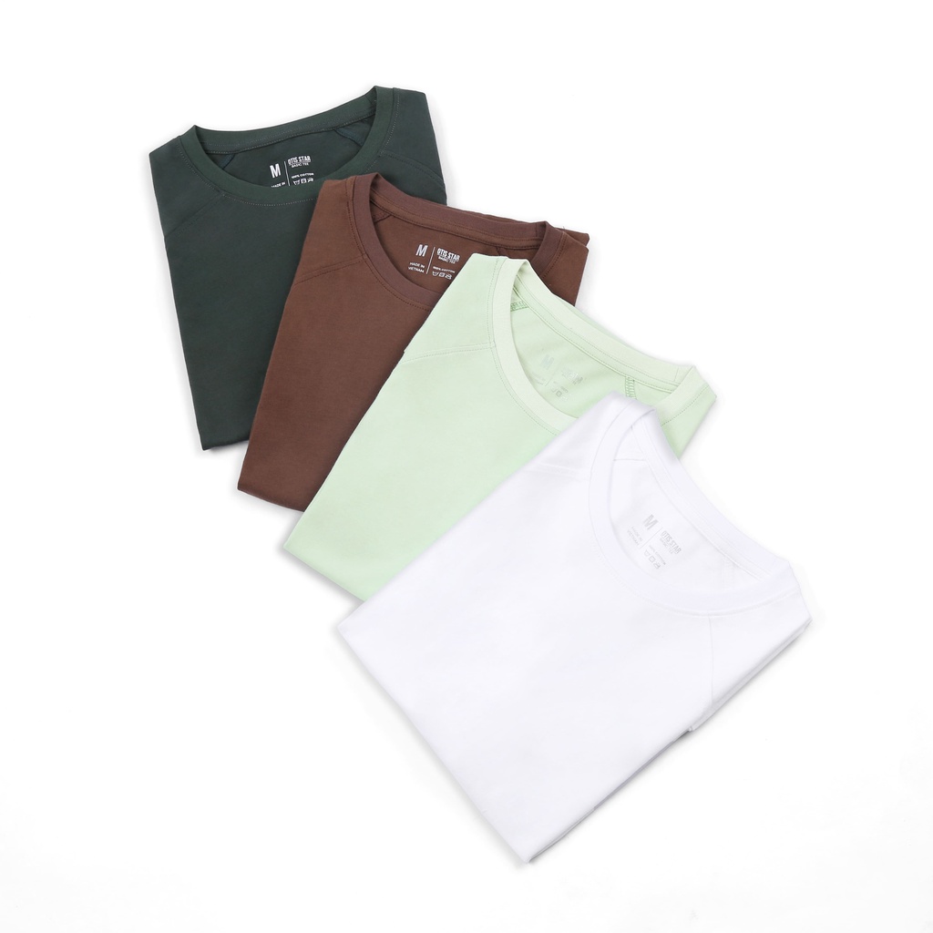 Áo Thun Trơn Raglan Chất Liệu Cotton Thoáng Mát