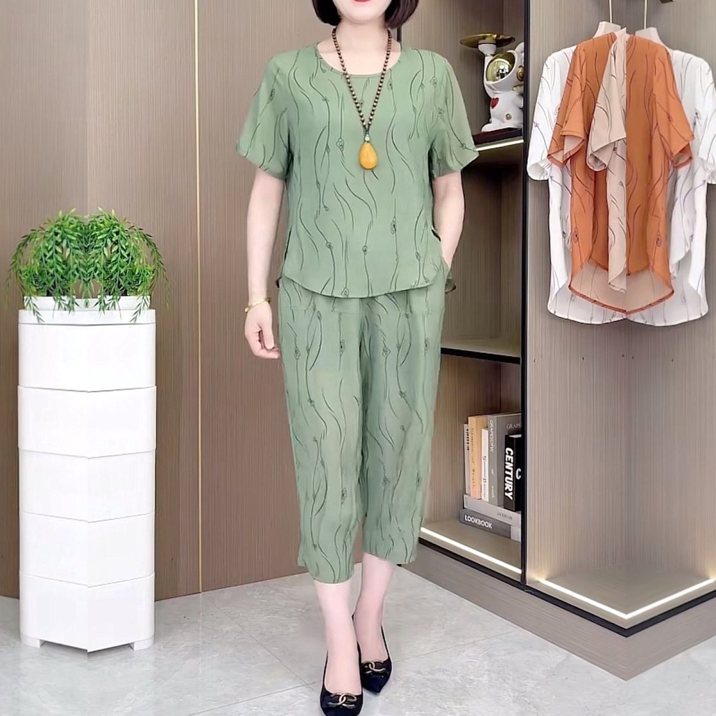 Set Áo Thun Ngắn Tay + Quần Dài Thời Trang Nữ