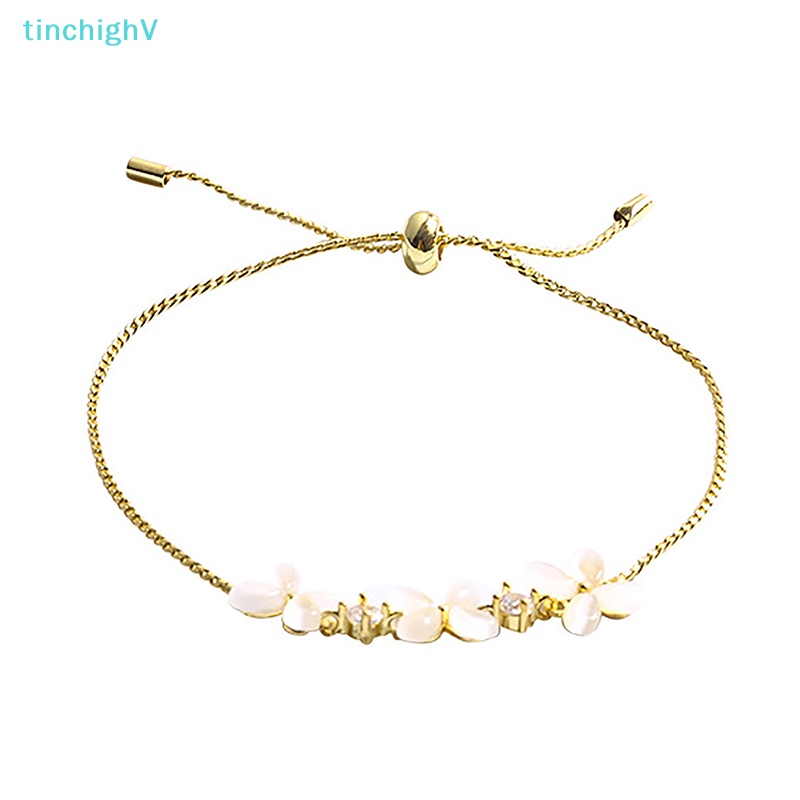 [TinchighV] Vòng Tay Đính Đá Opal Hình Hoa Nhỏ Màu Vàng Điều Chỉnh Được Tinh Tế Trang Sức Tiệc Cưới [Mới]