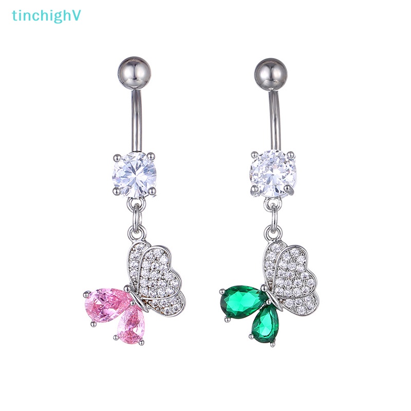 Khuyên Rốn Hình Bướm Bằng Thép Không Gỉ Đính Đá Zircon Thời Trang Cho Nữ