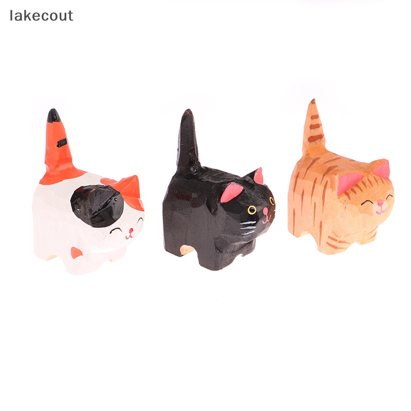 Tượng Mèo Hoạt Hình Nhỏ Bằng Gỗ Thủ Công Sáng Tạo Để Bàn Trang Trí